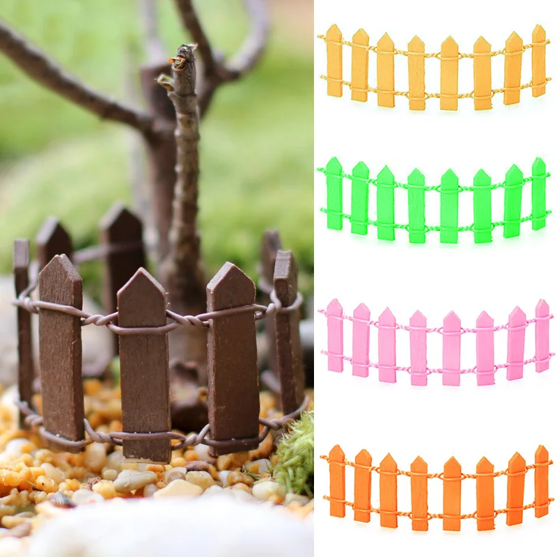 

Popular Mini Small Fence Barrier Wooden Craft Miniature Fairy Garden Terrarium Branch 10 Colors Bonsai Showcase Decoration