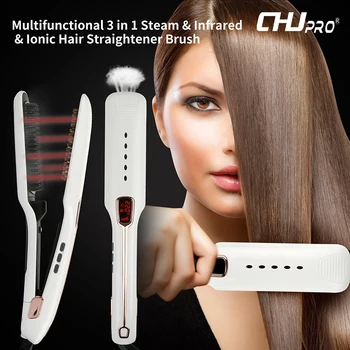 

Professional Multifunctional LCD Dispaly Dry and Wet Dual Use Negative Ion Infrared Spray Steam Straight Comb drop shipping