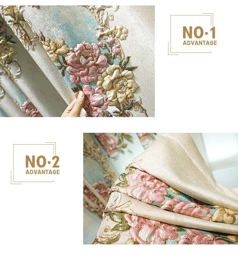 High Precision Curtains for Bedroom Villa Window Curtain for Living Room Embroidered Gauze Curtains 3D Floral Girl Curtains