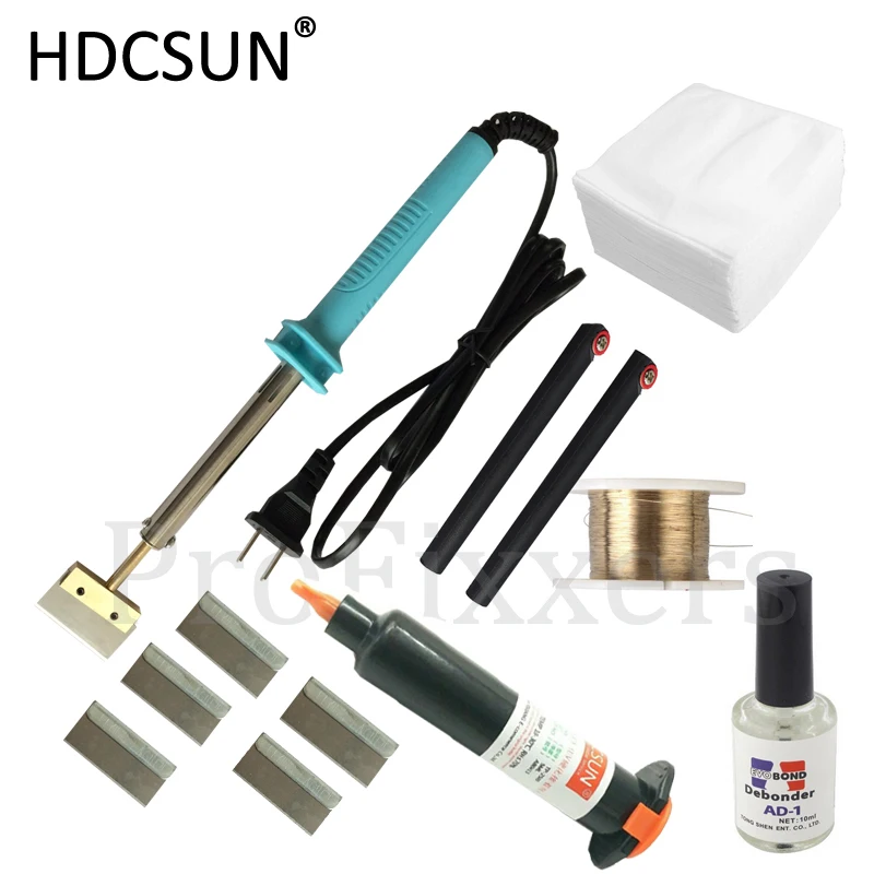 TP-2500 UV glue Optical Clear Adhesive dispergator + solder iron Hot Blade Decal Remover glue LCD touch screen repair HD-S701B