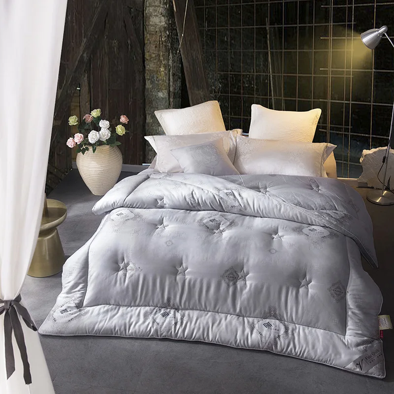 

Winter Warm Soft Comforter set Duvet cover filler Twin Queen King size White Grey Throw Quilt Blanket bed set free shipping