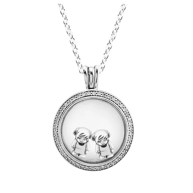 

100% Fashion Romantic Double Pendant In Sterling Silver Heart-Shaped Key Chain Necklace Elegant Clavicle Chain TIFF Classic logo