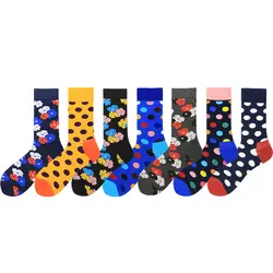 PEONFLY 2019 Модные цветные хлопковые мужские Веселые носки в горошек фирменные повседневные забавные носки Harajuku Meias