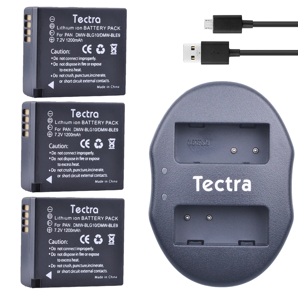 Tectra 3 шт. DMW BLG10 BLE9 аккумулятор BPDC15 + двойное зарядное устройство USB для Panasonic Lumix GF6 GX7