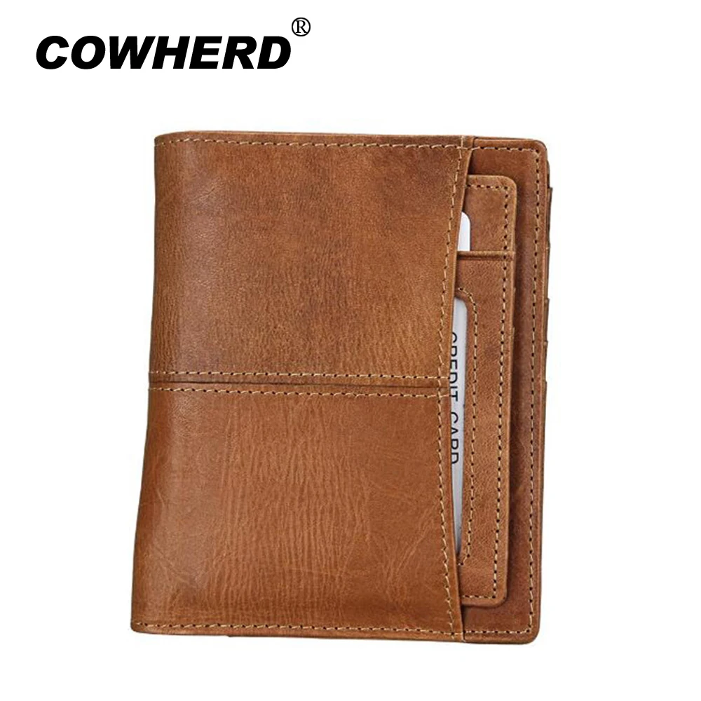 

RFID Blocking Wallet Men Genuine Cow Leather Vintage Purses Identity Theft Protection Money Bag Cards Holder Clutch Wallets