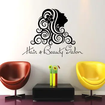

Wall Decals Beauty Salon Girl Hair Hairstyle Flower Vinyl Sticker Decor Pattern Single-piece Package Modern Mirage of Beauty