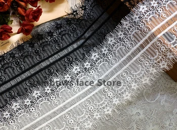 

6 meters /lot 14 cm wide Eyelash Lace Fabric DIY Decorative High Quality Soft Off White Nylon Wedding trim Handmade textiles