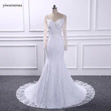 yiwumensa Bridal gowns wedding dress 2017 Long sleeves lace mermaid wedding dresses Appliques vestidos de noiva bruidsjurken