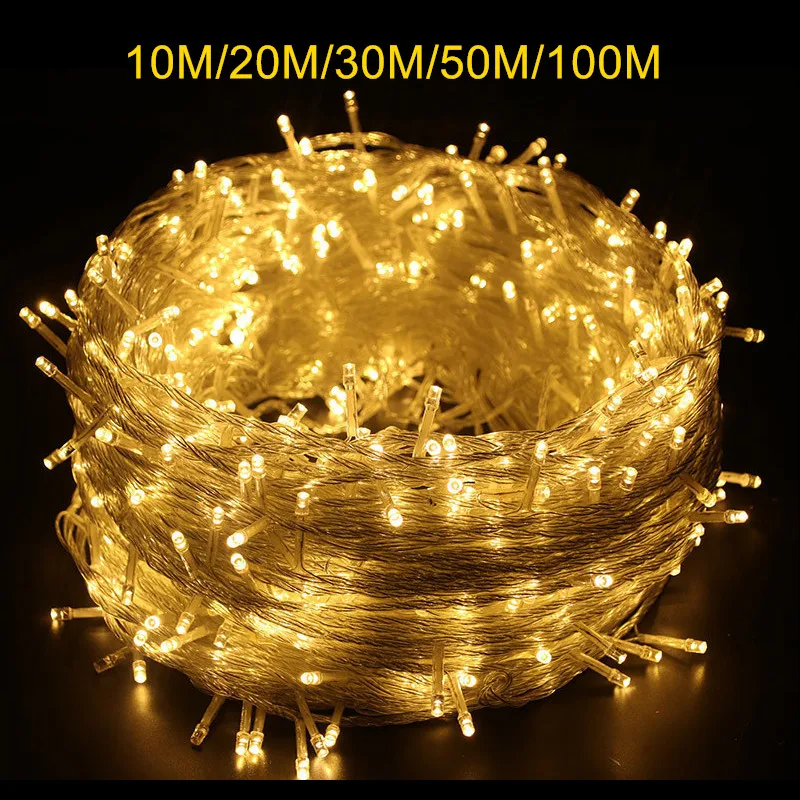 

20M 30M 50M 100M LED String Light Waterproof Fairy LED Christmas Lights For Holiday Party Wedding Decoration AC Plug Powered