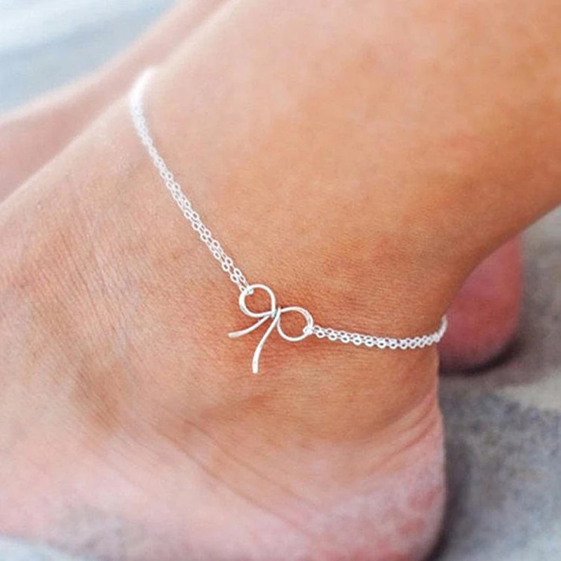 Bowknot Anklet Bracelet Handmade Jewellery Gold Filled/925 Silver Enkelbandje Tornozeleira Boho Charms Anklets For Women Bowknot Anklet Bracelet Handmade Jewellery Gold Filled/925 Silver Enkelbandje Tornozeleira Boho Charms Anklets For Women