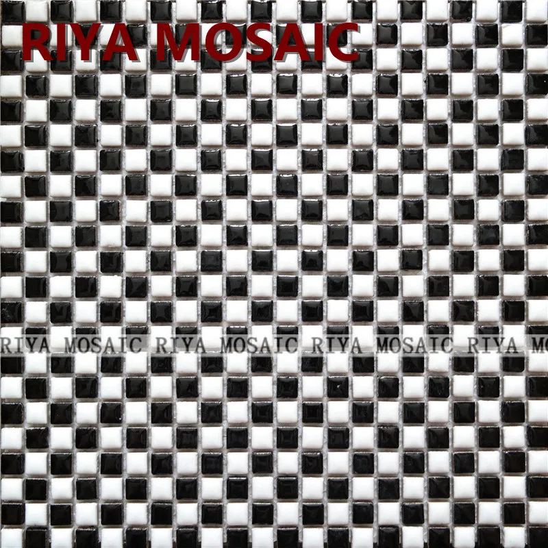 

Free Shipping RIYA Ceramic mosaic tile black white modern minimalist style bathroom waistline Bar counter Kitchen 11pcs/lot