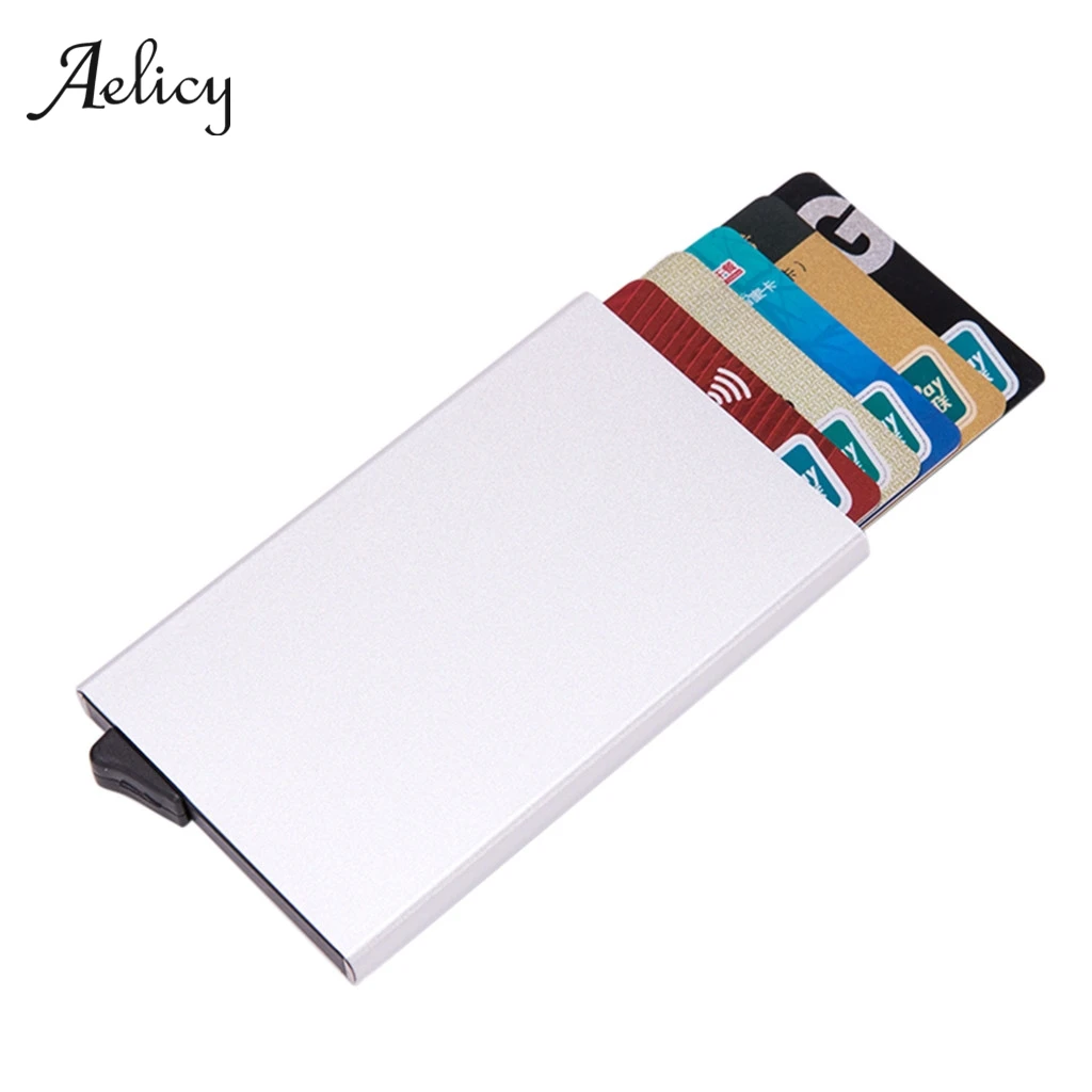 

Aelicy Men Credit Card Holders Business ID Card Case Fashion Automatic RFID Card Holder Aluminium Bank Card Wallets