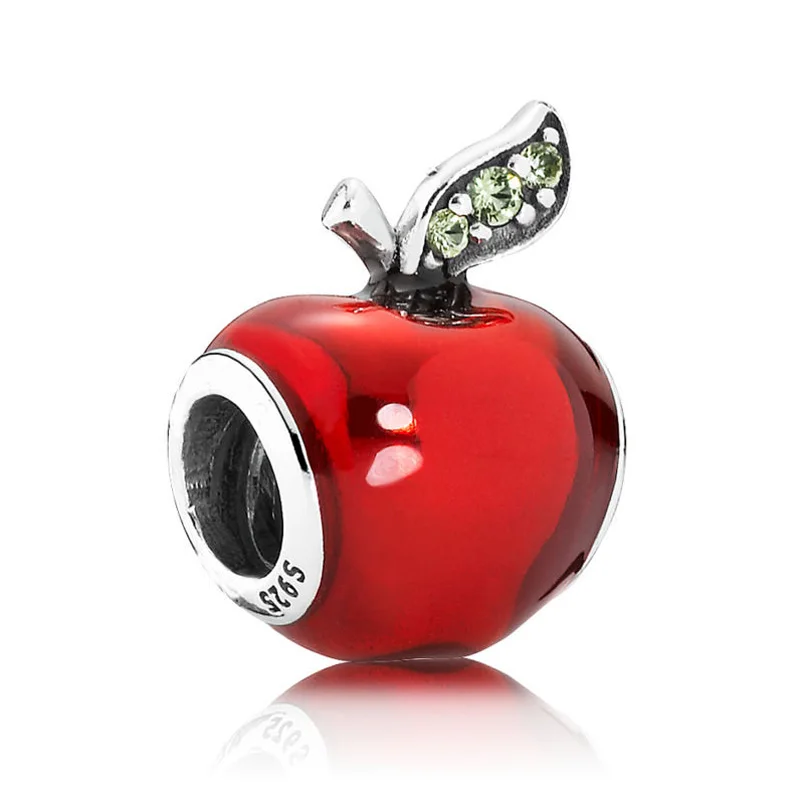 

Authentic 925 Sterling Silver Bead Charm Red Enamel Snow White's Apple Beads Fit Pandora Bracelet Bangle Diy Jewelry
