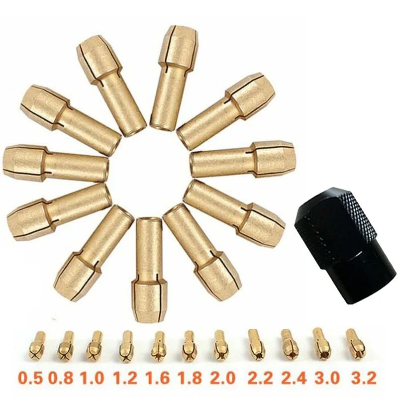 12 X Brass Chuck Collet M8*0.75 Rotary Tools Toolholding Shank Equipment Copper Chuck Diameter 4.2mm