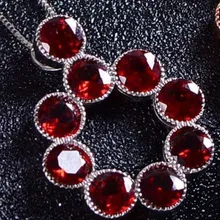Кулон из натурального красного гранатового камня, серебро 925 пробы, кулон из натурального драгоценного камня, ожерелье, Трендовое большое круглое женское свадебное ювелирное изделие