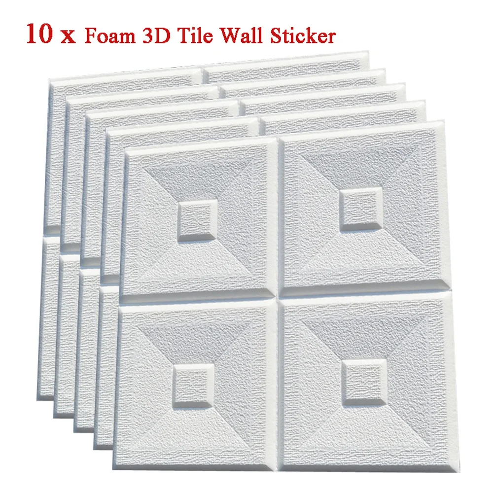 

10Pcs Foam 3D European Floral Pattern Wall Sticker Tiles Self-Adhesive DIY Removable Wallpaper Panels Wall Decor