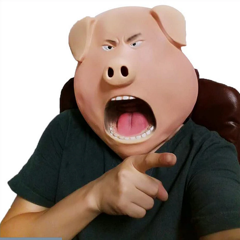 High Quality Halloween Pig Scary Mask Latex Animal Head Adult Mask