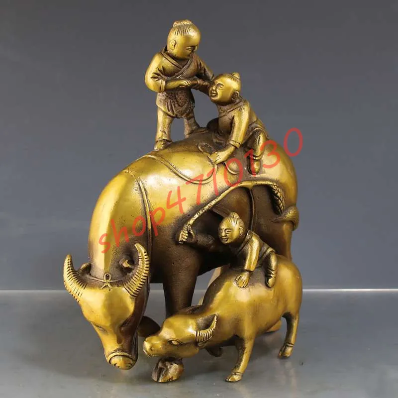 

Hot-selling antique bronze wares, antique shepherd children riding cattle and cattle ornaments, decorative arts and crafts of ho