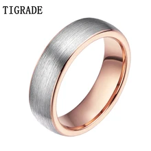 Tigrade Fashion Rose Gold Tungsten Ring Women Ring 6mm Romantic Female Wedding Band Ring For Men and Women Jewelry Opal Anel love forever two tone gold tungsten ring tungsten wedding ring for men and women