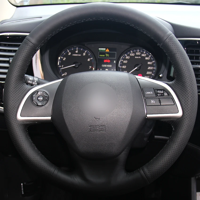 Black Synthetic Leather Car Steering Wheel Cover for Mitsubishi