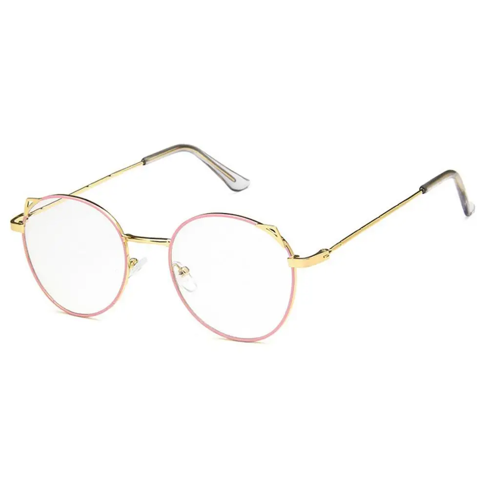 Новинка кошачий глаз ухо круглый новые женские ретро очки прозрачные металлическая оправа для очков серебряные золотые очки оправа очки - Цвет оправы: 2
