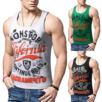 

Nice New Stylish Beach Style Men Letter Print Men Sleeveless Vest 4-color Optional