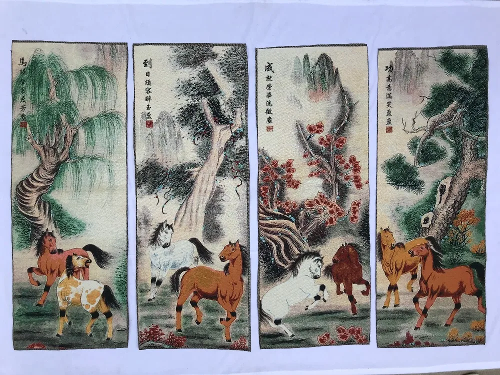 Китайский шелк с вышивкой ma dao cheng gong|Рисование и каллиграфия| |