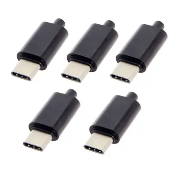 

NGFF 5pcs/lot DIY 24pin USB Type C USB-C Male OTG Host Type 5.1k Resistor with Black Housing Cover