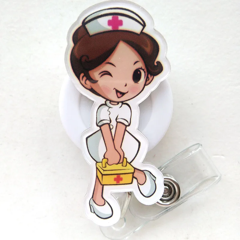

Cartoon Retractable Pull Badge Reel ID Lanyard Name Tag Card Badge Holder Reels doctor nurse supplies