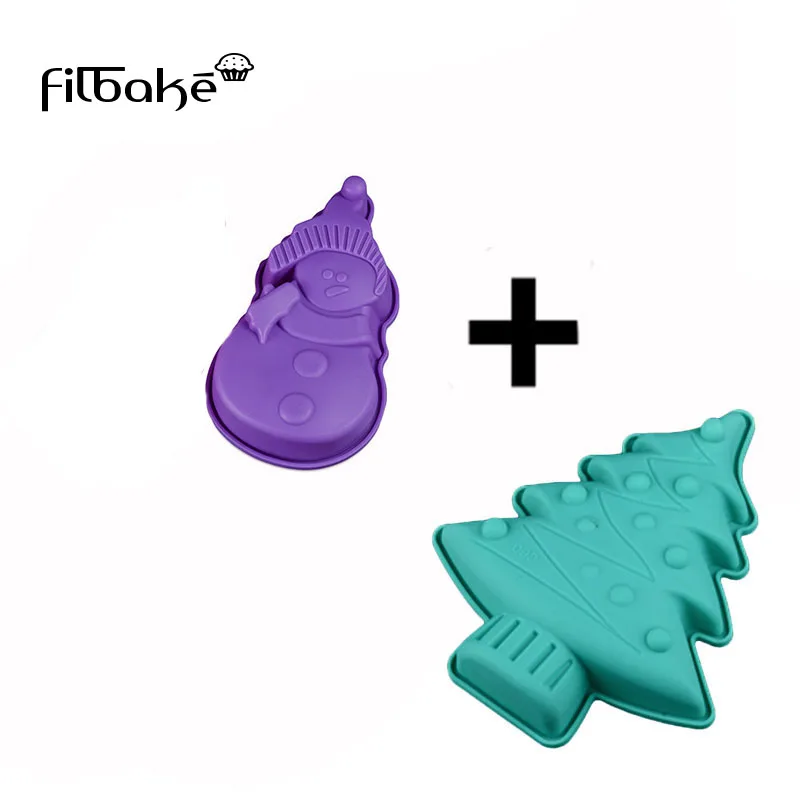

FILBAKE 2PCS Silicone Christmas Supplies Snowman Christmas Tree Shaped Cake Mold For DIY Baking Chocolate Mould Decorating Tools
