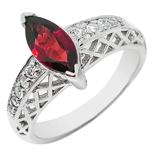 

Natural Red Garnet Marquise Cut Ring 925 Sterling silver Woman Fashion Fine Elegant Jewelry Handmade Birthstone Gift SR0136G