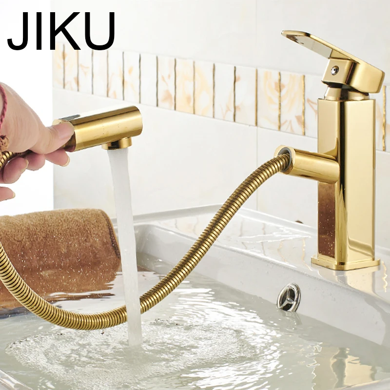 JIKU роскошный кран для ванной комнаты из розового золота с одной ручкой Смеситель
