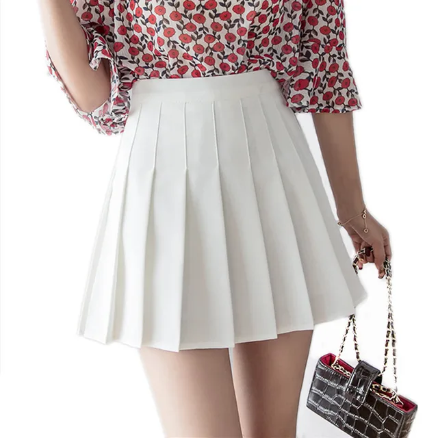 US $7.62 Women high waist pleated skirt Sweet Cute Girls Dance Mini Skirt Cosplay black white skirt kawaii F