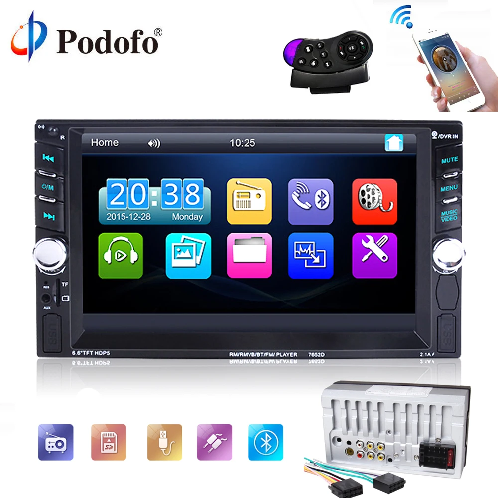 

2din Podofo car radio 7" Touch Screen Multimedia Autoradio DVD Bluetooth ISO Android mirror link USB for universal car stereo