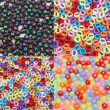 

100Pcs Colorful Number Letter Acrylic Beads For Jewellery Marking Loose Spacer Beads Bracelet Necklace Charm Jewelry Finding
