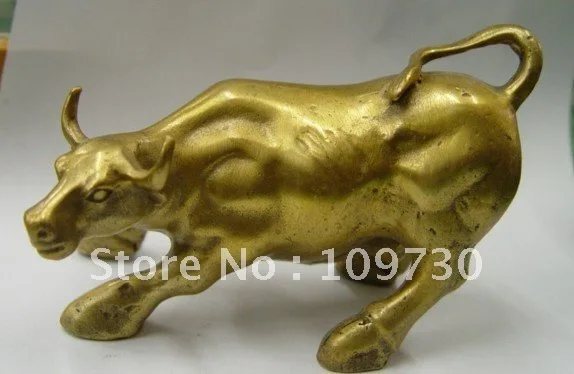 

Wall Street Chieese Bronze Fierce Bull OX Statue fast ship