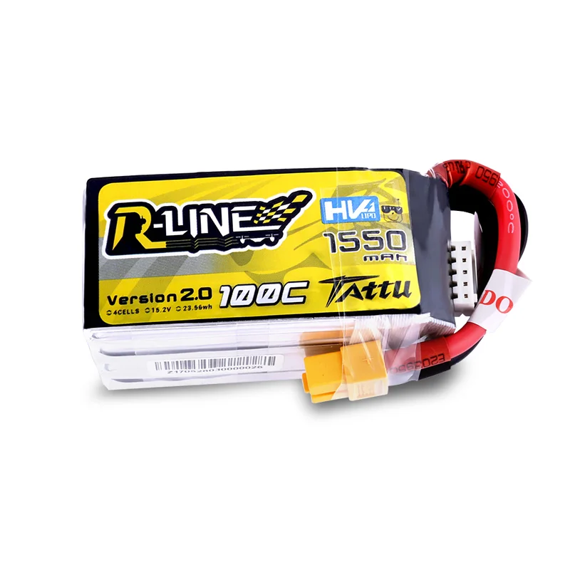

Tattu R-Line Version 2.0 1550mAh 100C 4S 15.2V High Voltage LiHV Lipo Battery XT60 Plug 250 size 3D FPV Racing Drone Quadcopter