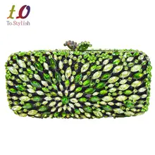 Стильные Модные ручной работы Роскошные Rhinestone мешок поле формы кристалла Индийский Свадебные клатч женские вечерние сумки 88194