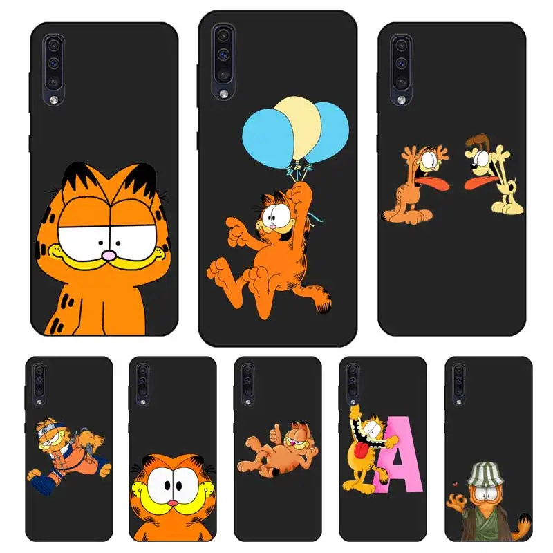 

N326 Garfield Black Silicone Case For Samsung Galaxy A2 Core A6 A7 A8 A9 A10 A30 A40 A50 A60 A70 A8S A9S A20E Plus