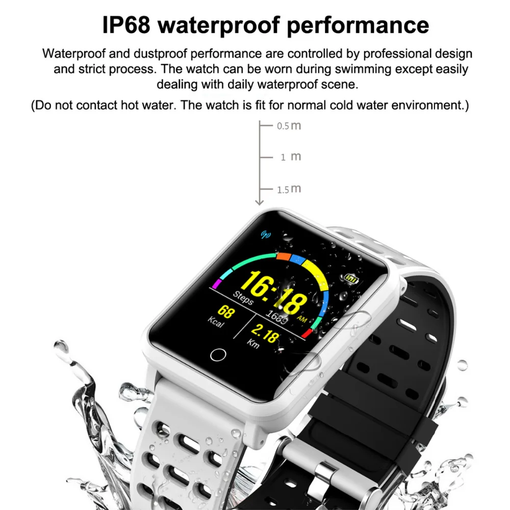 

Diggro N88 Smart Watch IP68 Waterproof Color Screen Heart Rate Blood Pressure Monitor Replaceable Bracelet For Android IOS