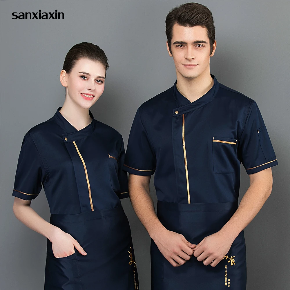 

Restaurant hotel uniform Kitchen chef Uniform Food Service short sleeved Shirt Breathable cooker coat work clothes Chef Jackets