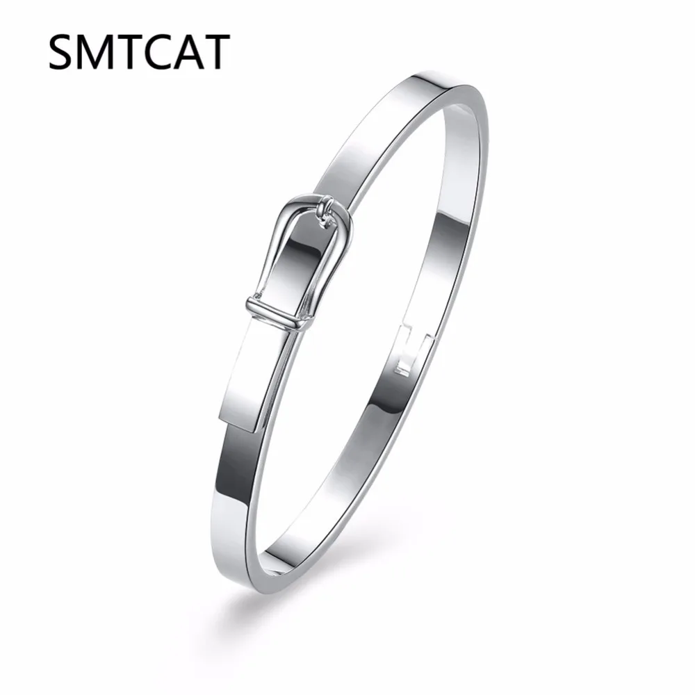 

SMTCAT Horse shoe Bracelets & Bangles Women Jewelry 925 true Sterling Silver Belt Buckle Bracelets Armband Pulseras es Plata