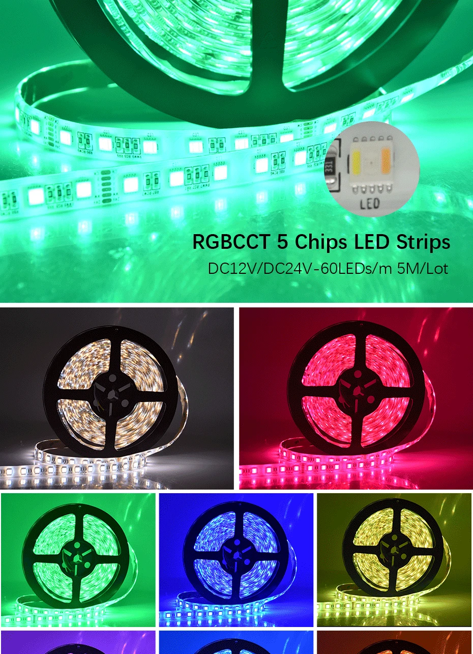 Новая светодиодная лента RGB+ CCT SMD 5050 RGB Светодиодная лента 5 м DC 12 В RGBCCT 5 в 1 Fita 30 светодиодный 60 Светодиодный на метр светодиодный светильник гибкая лента