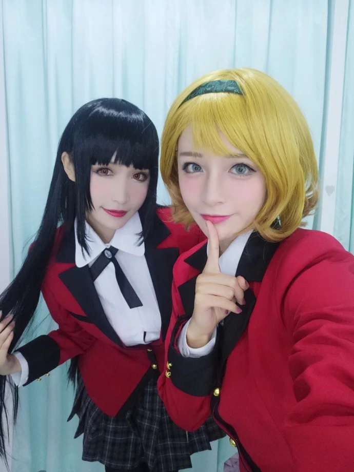 Популярные крутые костюмы для косплея, аниме Kakegurui Yumeko Jabami, японская школьная форма для девочек, полный комплект, куртка+ рубашка+ юбка+ чулки+ галстук