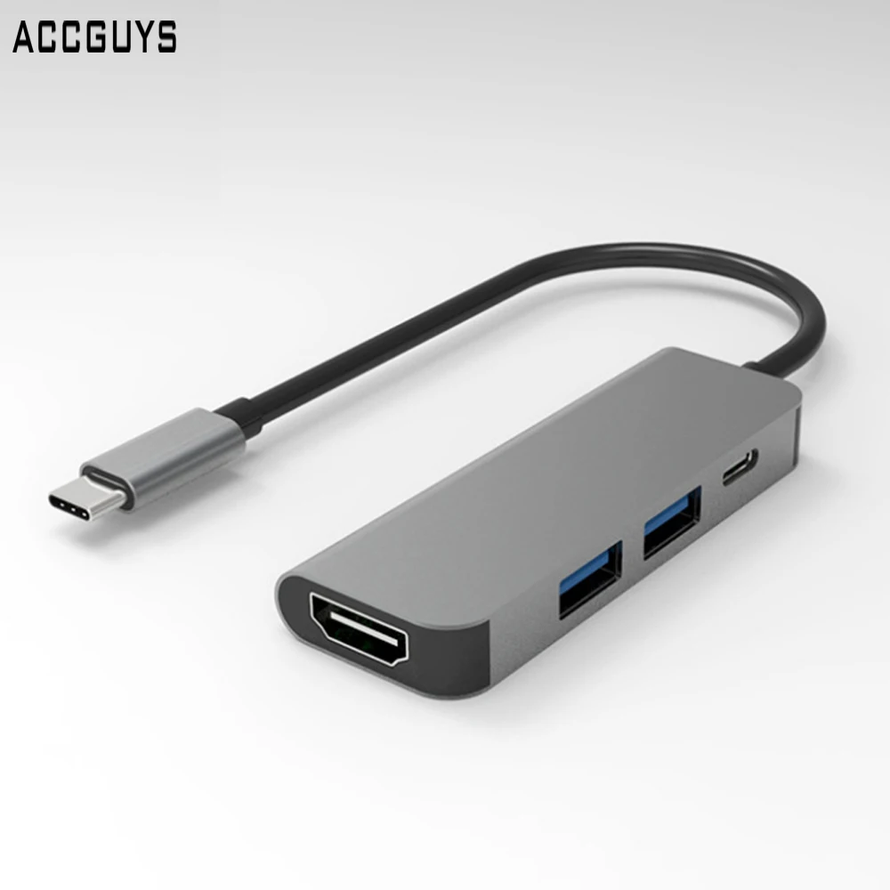 ACCGUYS Multifunction Adapter 4 In 1 USB HUB Type C HUB To USB 3.0 With