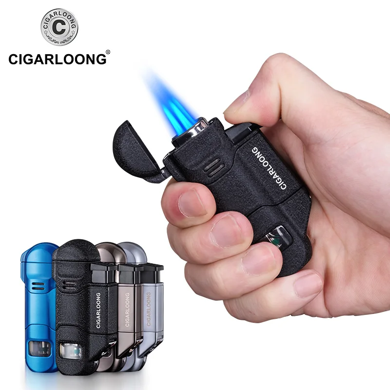 

CIGARLOONG Cigar Lighter Portable 3 Torch Big firepower Windproof Lighter with Cigar Drill CB-0503