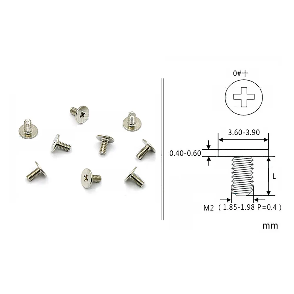 100 шт M2 CM тонкий Винт для машины Philips с плоской головкой, винт для ноутбука, ноутбука, компьютера, никелированный черный цинк с голубым клеем