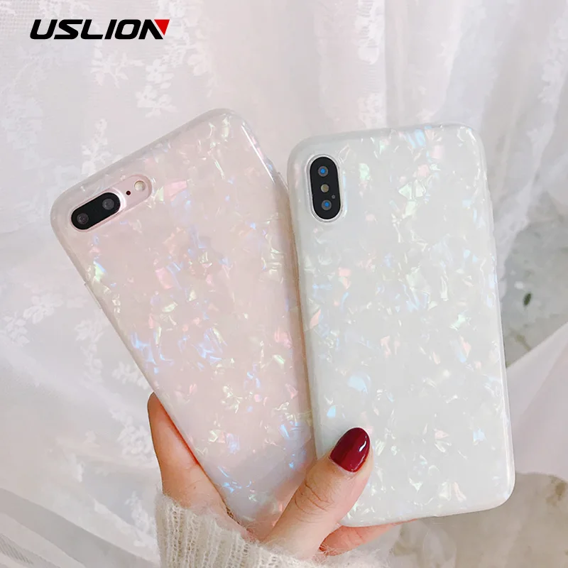 USLION Glitter Phone Case For iPhone 7 8 Plus Dream Shell Pattern Cases For iPhone XR XS Max 7 6 6S Plus Soft TPU Silicone Cover USLION Glitter Phone Case For iPhone 7 8 Plus Dream Shell Pattern Cases For iPhone XR XS Max 7 6 6S Plus Soft TPU Silicone Cover