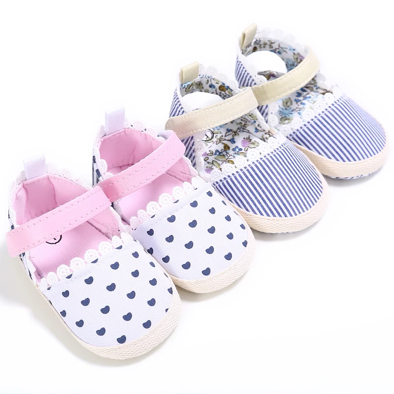 Cute Baby Girl Shoes Princess Striped Floral Print Pop Firstwalker