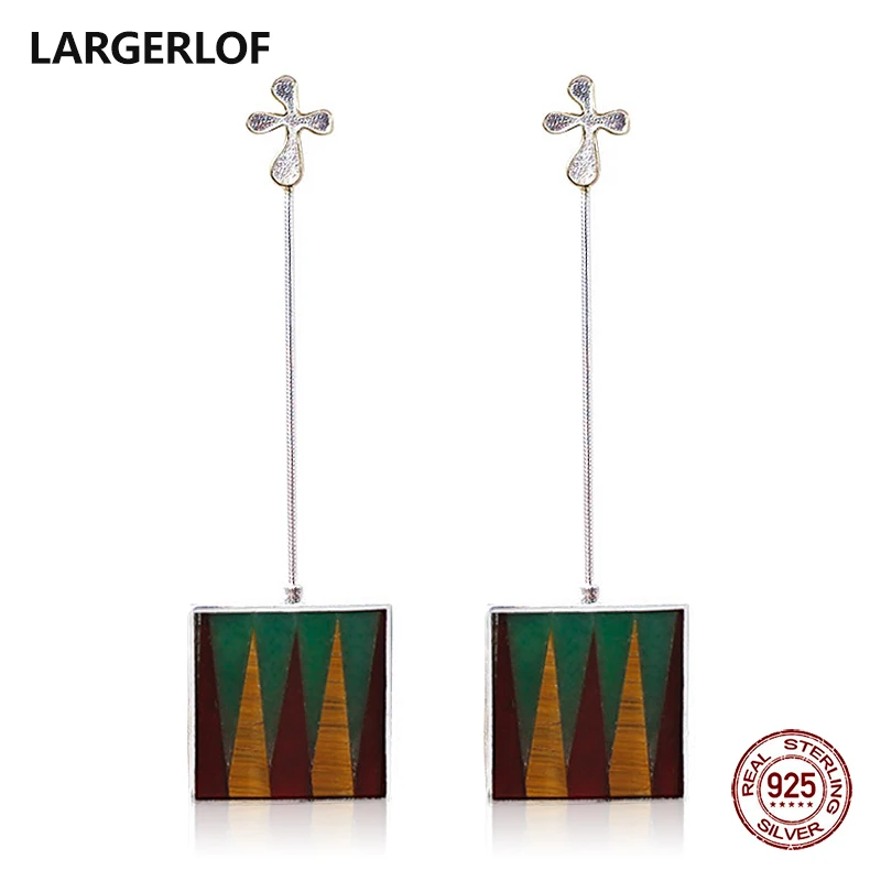 

LARGERLOF Silver Earrings 925 Women Lapis Drop Earrings 925 Silver Jewelry Vintage Earrings For Women EG41207